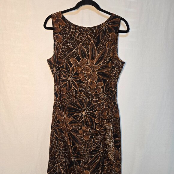 DANA BUCHMAN Y2K Whimsigoth Brown/Black Floral SILK Faux Wrap Tie Dress Size 10. - Picture 3 of 16